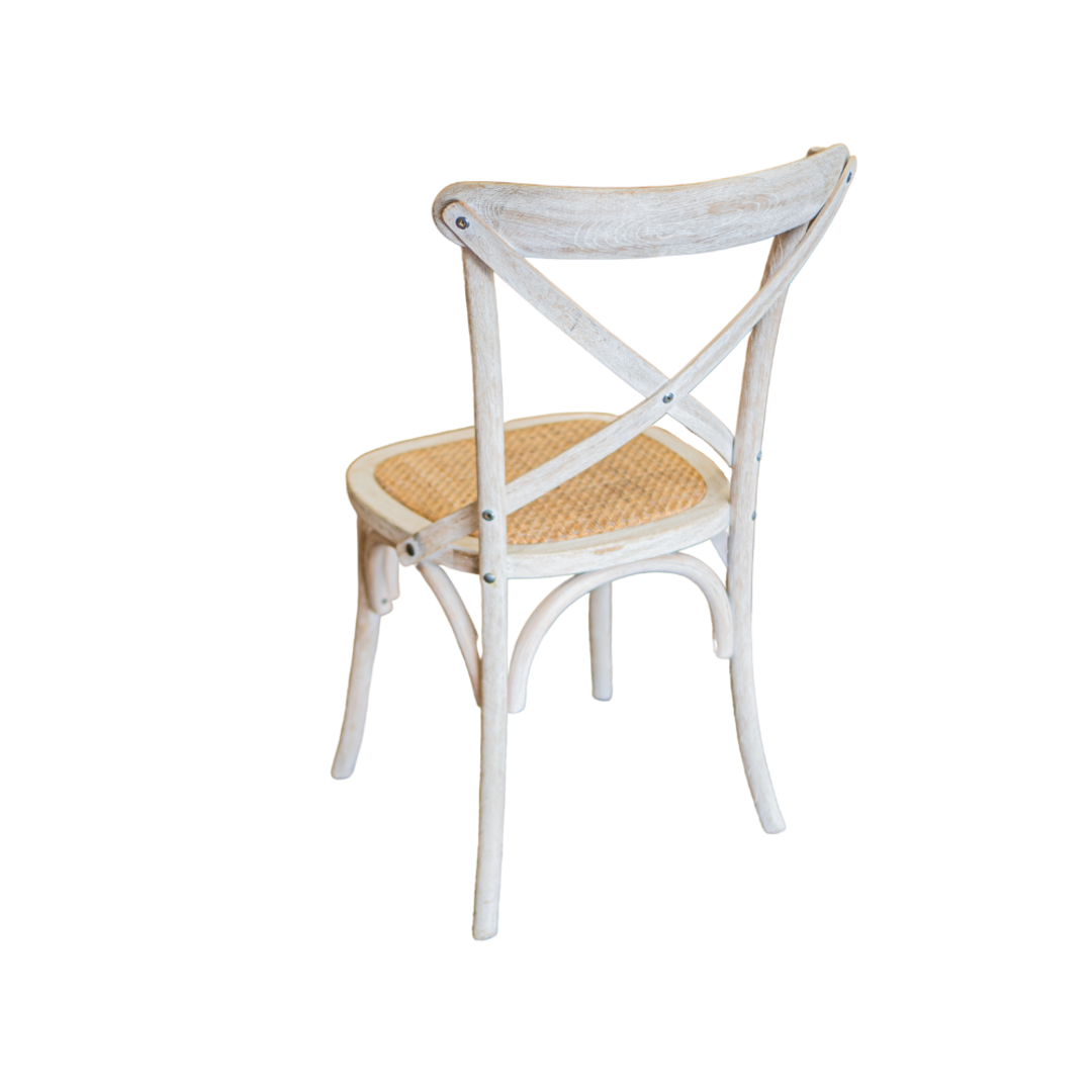 Marco Oak White Washed Wooden Cross Chair with Rattan Seat image 2
